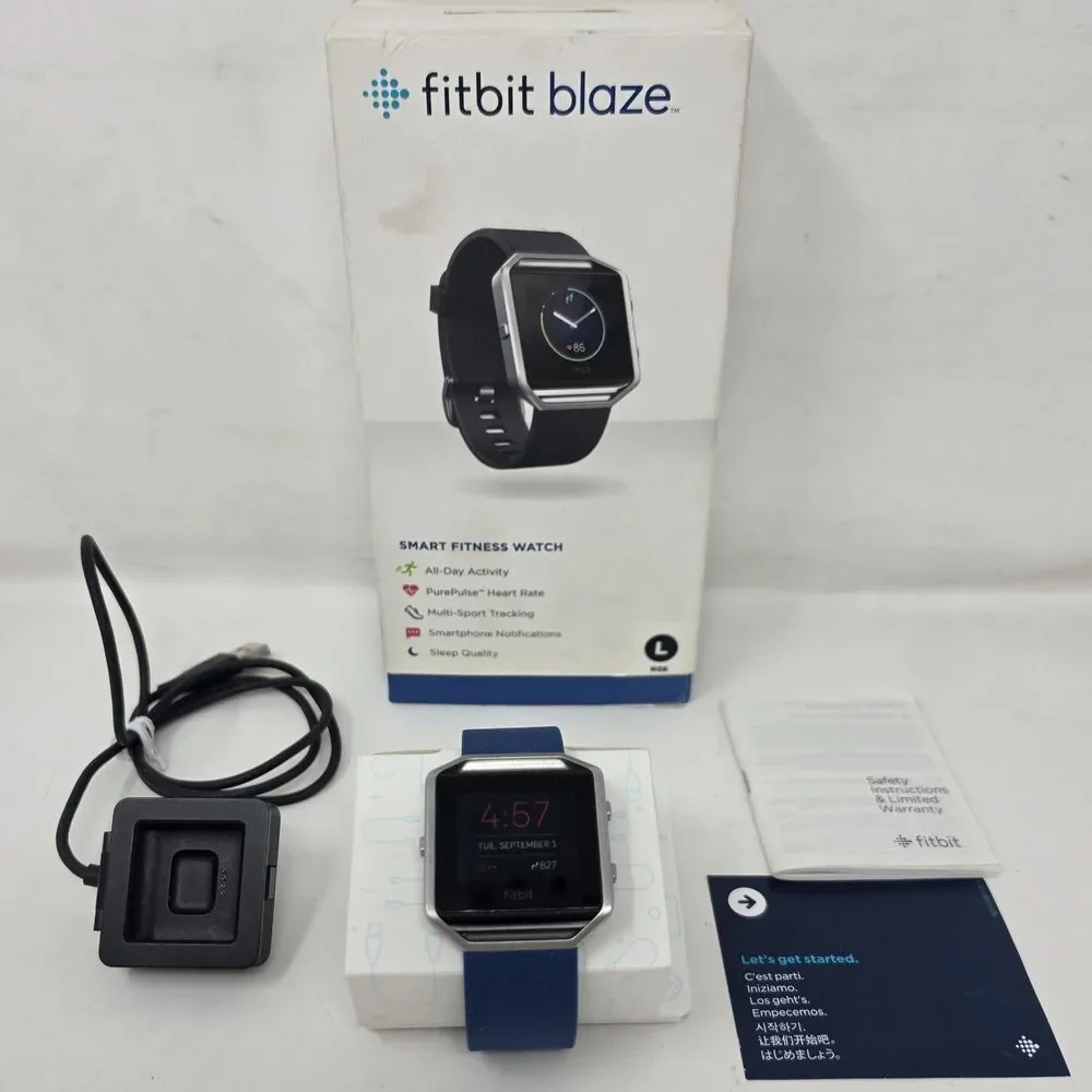 Fitbit Blaze Smart Fitness Watch Large FB502SBKL with Box Paperwork Tested Works